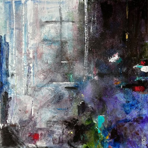 Pintura matérica de formato íntimo. Acrílico sobre madera de la serie Certeza efímera por el artista Daniel Moyano