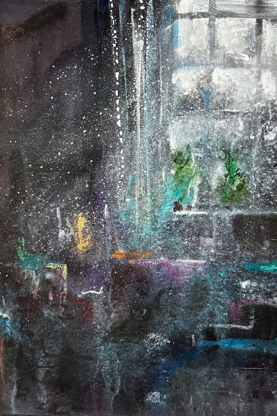 Pintura matérica de formato íntimo. Acrílico sobre madera de la serie Certeza efímera por el artista Daniel Moyano