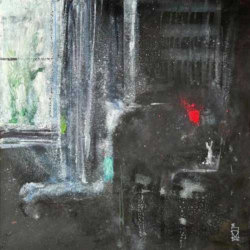 Pintura matérica de formato íntimo. Acrílico sobre madera de la serie Certeza efímera por el artista Daniel Moyano