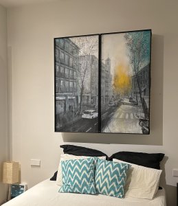 Imagen del tríptico cerrado El Camino pintado por el artista Daniel Moyano.