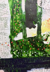 Pintura en acrílico sobre papel realizada por el artista Daniel Moyano en la serie Soundtrack, inspirada en la pieza Where is my mind de Pixies.